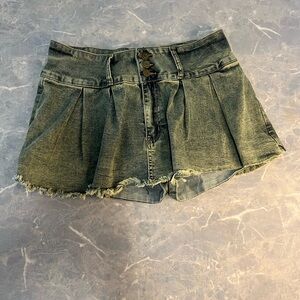 Denim Frayed Hem Women's Skort